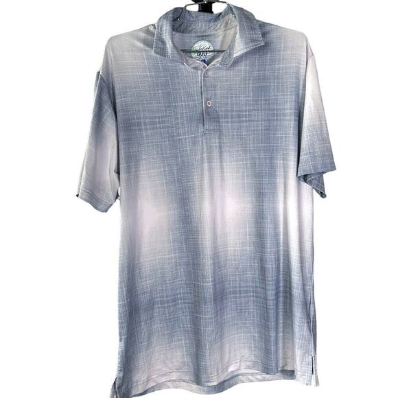 TAILOR BYRD Performance Polo Golf Shirt Gray ombré  Print Men’s Size L SPF - Picture 1 of 3